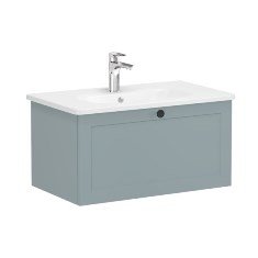 Vitra Root Classic 68802 Lavabo Dolabı, Tek Çekmeceli, 80 Cm, Mat Fiyord Yeşili, Yuvarlak Lavabolu